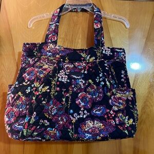 Vera Bradley Pleated Wildflowers Zip Up Tote Floral Two Straps